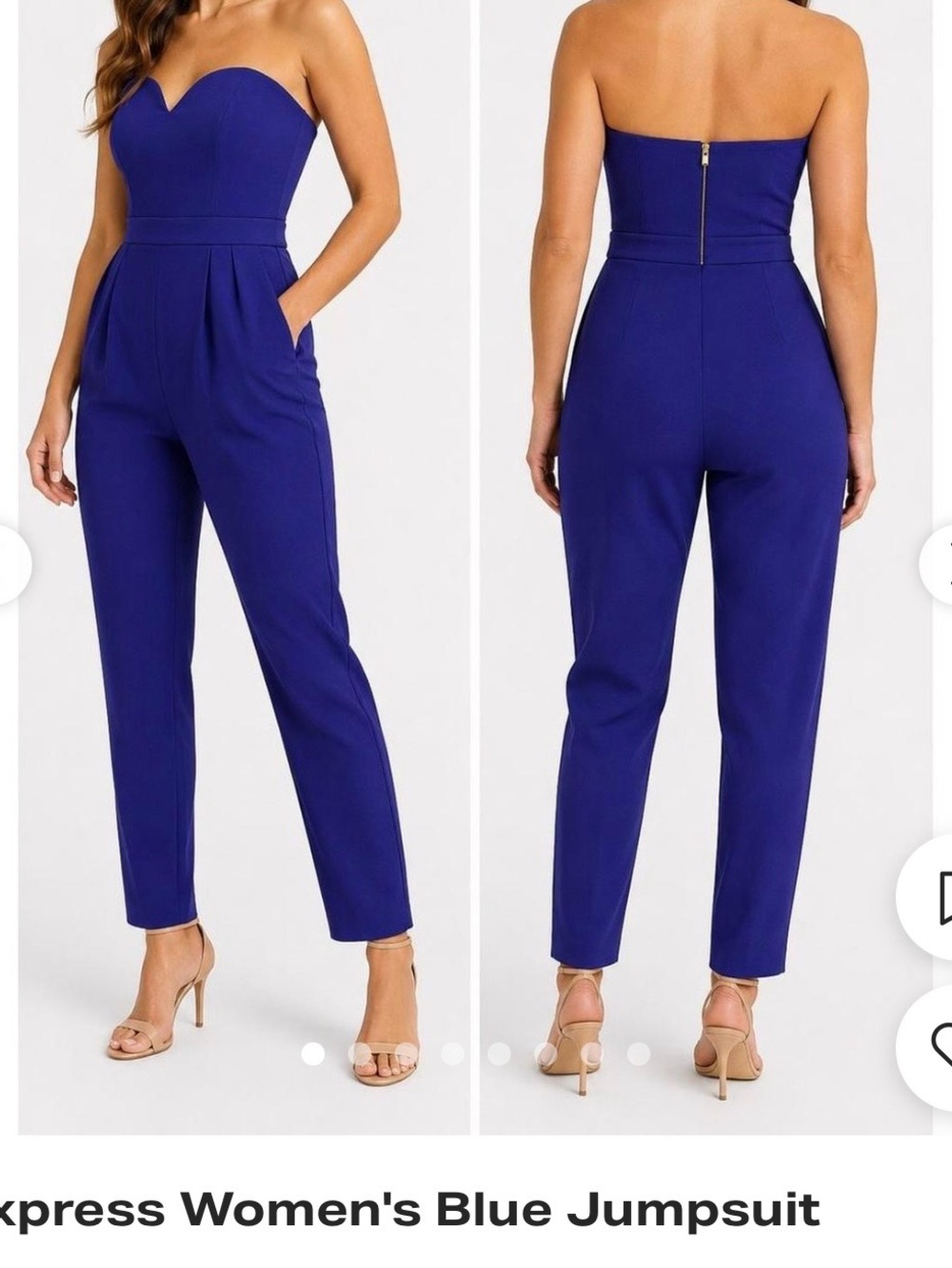 Express Strapless Cobalt Tailored Jumpsuit